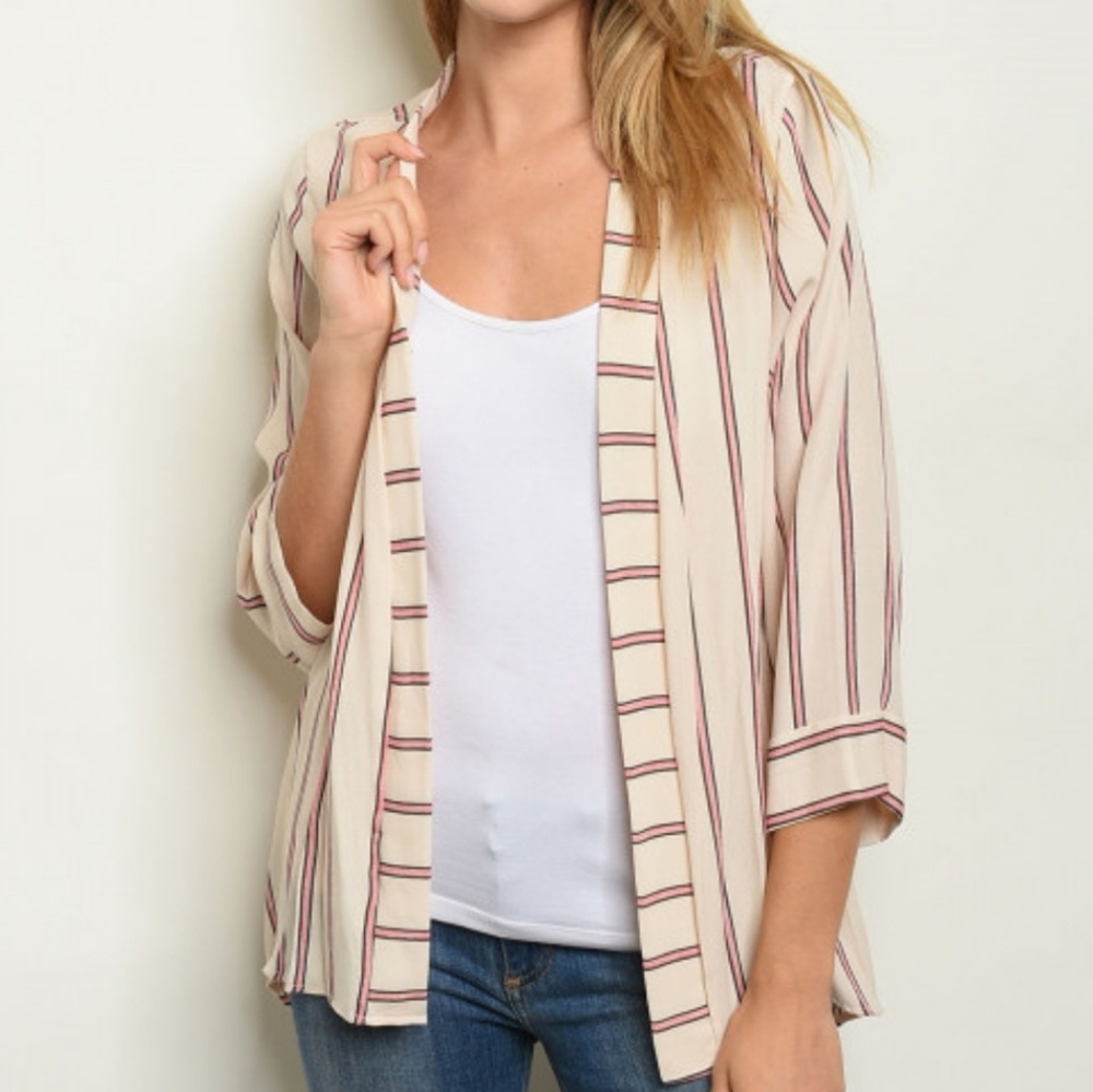 Striped chiffon kimono